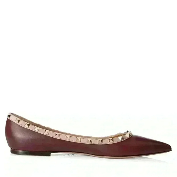 VALENTINO GARAVANI Rockstud Calfskin Leather Pointed Ballet Flats - Picture 4 of 16